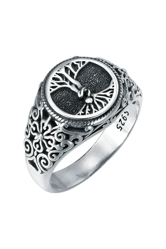 Christmas Gifts Viking Tree of Life Rings for Men 925 Sterling Silver Tree of Life Family Ring Jewelry Gift for Men Friend Father