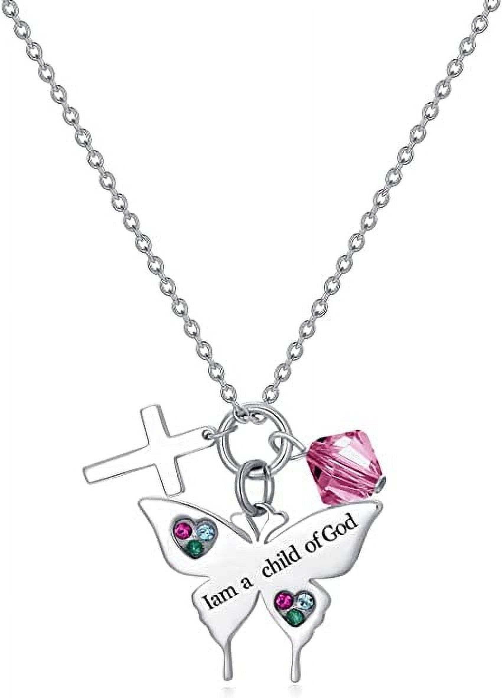 SOULMEET Daisy Necklace 925 Sterling Silver I Am a Daughter of God Jewelry for Women Baptism Communion Gifts for Birthday Gift