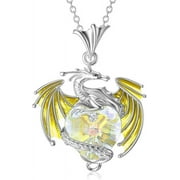 SOULMEET Christmas Gifts Dragon Necklace 925 Sterling Silver Heart Shaped Crystal Pendant Jewelry Gifts for Women Mother Daughter Nana