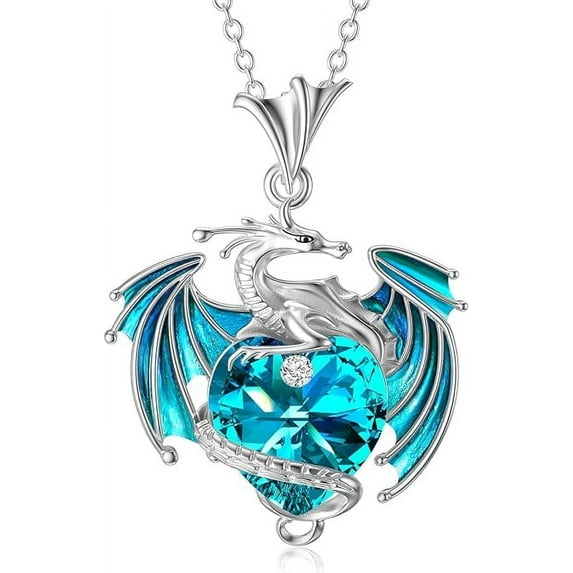 SOULMEET Christmas Gifts Dragon Necklace 925 Sterling Silver Heart Shaped Crystal Pendant Jewelry Gifts for Women Mother Daughter Nana