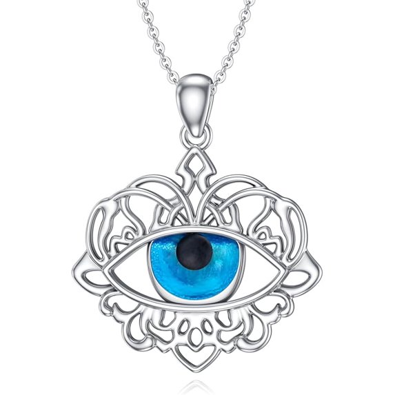 SOULMEET Evil Eye Necklace 925 Sterling Silver Evil Eye Pendant Lucky Protection Dainty Third Eye Charm Jewelry All Seeing Eye Necklace Birthday for Women