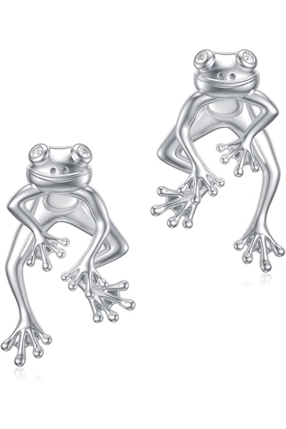 Frog Earrings 925 Sterling Silver Stud Earrings Cute Fun Funny Earrings Animal Earrings Frog Jewelry for Women