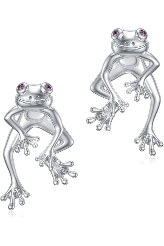 Frog Earrings 925 Sterling Silver Stud Earrings Cute Fun Funny Earrings Animal Earrings Frog Jewelry for Women