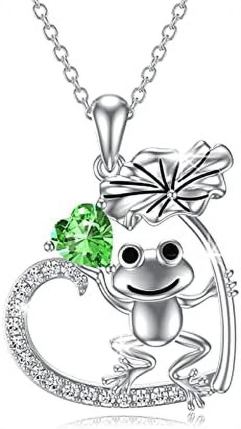 SOULMEET Frog Necklace Sterling Silver Heart Frog Necklace with Crystal Jewelry Gifts for Women Sister Mom