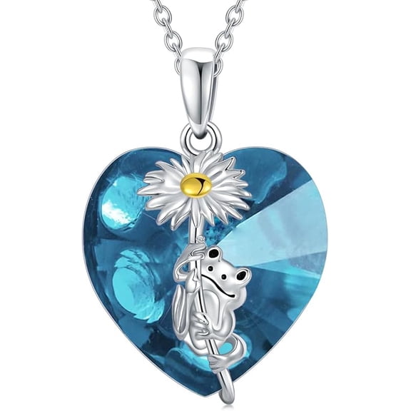 SOULMEET Frog Necklace with Birthstone Crystal in 925 Sterling Silver Frog Pendant Jewlery for Women Daughter