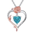 thumbnail image 1 of SOULMEET Heart Necklace for Women 925 Sterling Silver Rose Gold Romantic Rose Jewelry for Women Heart Turquoise Necklace Anniversary Jewelry Gift for Women Mother, 1 of 7