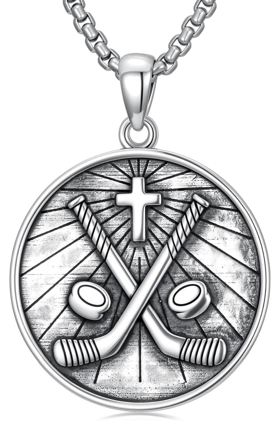 Hockey Necklace 925 Sterling Silver Field Hockey Pendant Sport Jewelry for Men Women