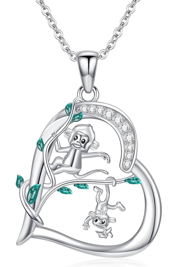 Horse/Cow/Frog/Mama Bear/Lion/Monkey/Fox/Giraffe Necklace S925 Sterling Silver Cute Animal Pendant Necklace Mother's Day Birthday Gift for Women Mom Grandma