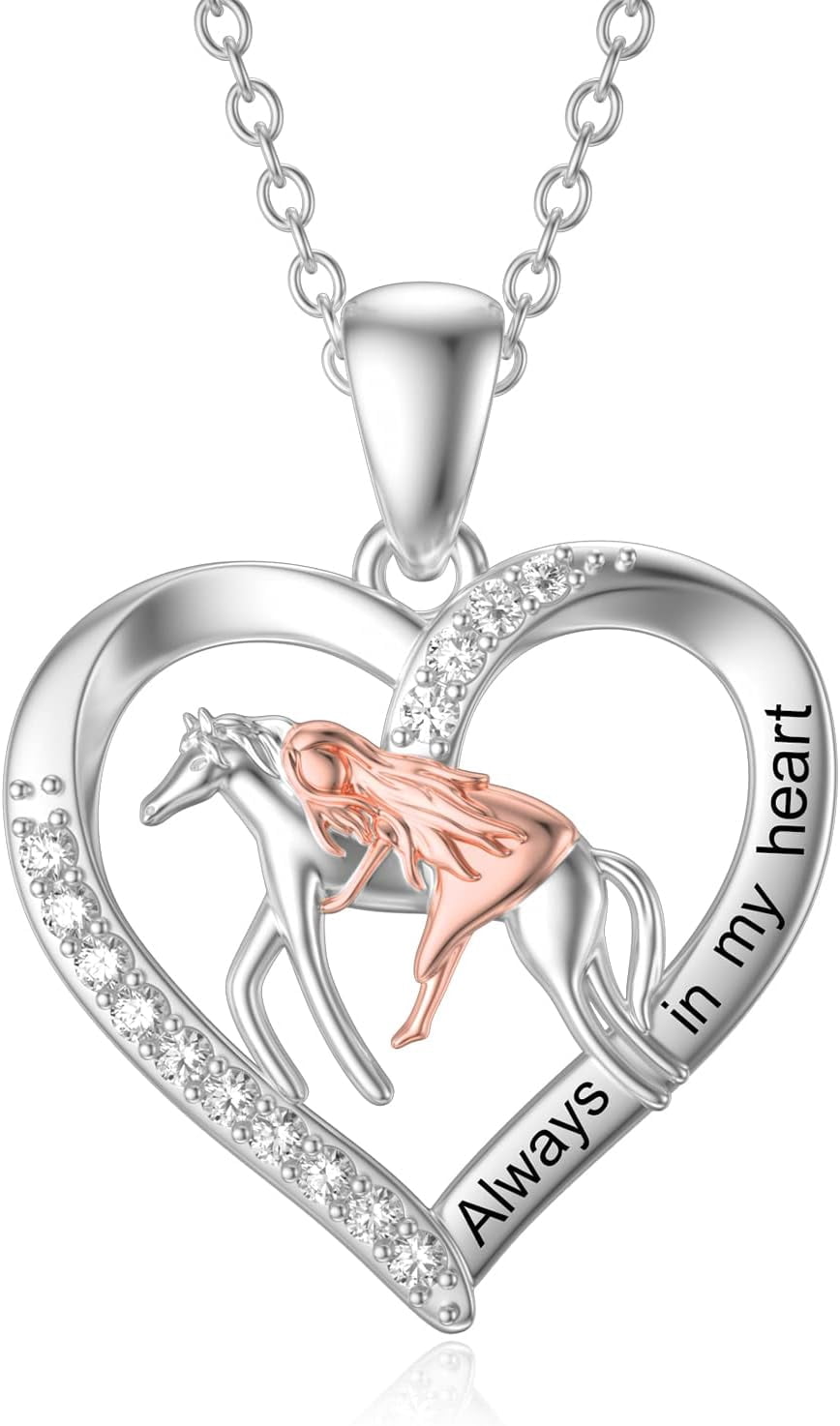SOULMEET Horse Pendant Necklace Sterling Silver for Women Equestrian Pendant Embrace Horse Jewelry