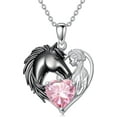 thumbnail image 1 of SOULMEET Horse and Women Necklace with Synthetic Birthstone Black Horse Heart Pendant Necklace Jewelry Gift for Women, 1 of 10