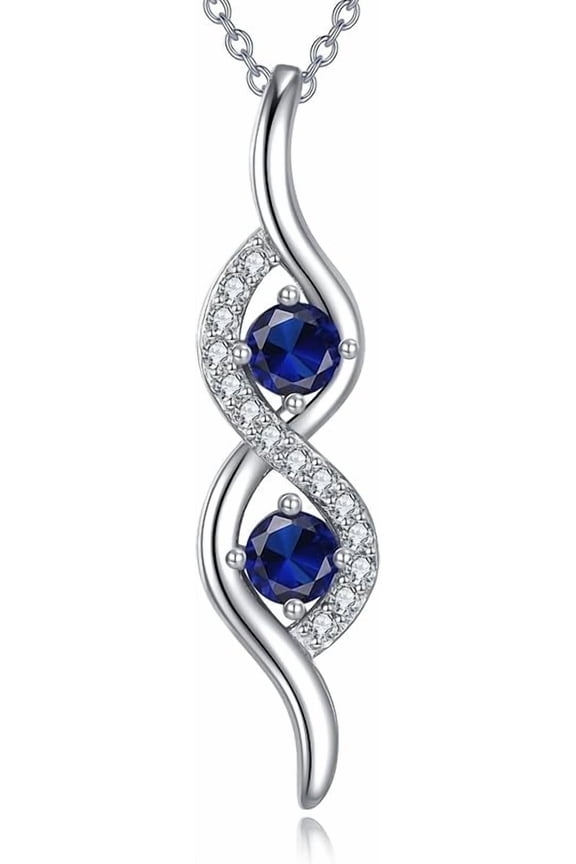 Infinity Round Birthstone Pendant Necklace 925 Sterling Silver Gemstone Infinity Necklace with 18+2 Inch Chain for Anniversary Women Gifts