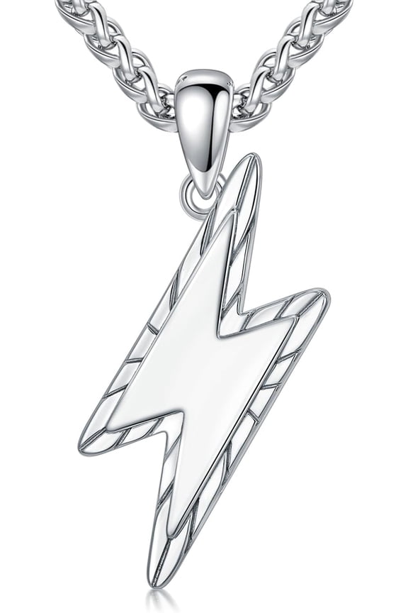 Lightning Bolt Necklace for Men 925 Sterling Silver Thunder Pendant Cool Jewelry Gifts for Men Women