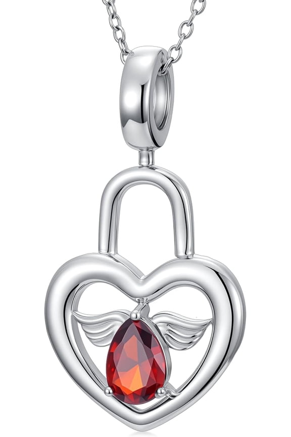 Lock Necklace for Women Heart Lock Necklace with Angel Wings Pendant Jewelry for Holiday Lover Gifts