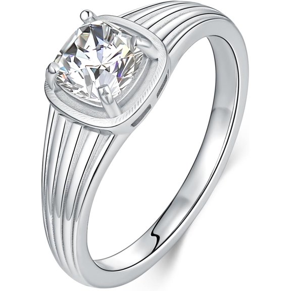 SOULMEET Men's Wedding Rings 925 Sterling Silver Ring White AAAAA Cubic Zirconia Size 8-13 Engagement Promise Ring for Men Silver