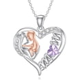 thumbnail image 1 of SOULMEET Mom Birthstone Heart Necklace s925 Sterling Silver I Love You Mother Pendant Necklaces Mothers Day Jewelry Gifts for Grandma Women Wife, 16"+2" Inches, 1 of 10