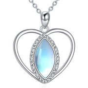 SOULMEET Moonstone Diamond Necklaces, 925 Sterling Silver Dainty Moonstone Necklace for Women, Jewelry Gift for Birthday Anniversary Christmas, with 18+2inch Chain