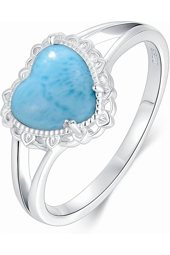 Natural Turquoise Rings for Women 925 Sterling Silver Heart Shape Genuine Gemstone Ring Western Jewelry Gifts for Wife Mom Size 4 to 11