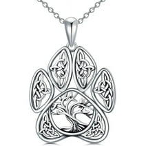 SOULMEET Paw Print Necklace 925 Sterling Silver Paw with Tree of Life Pendant Necklace Pet Jewelry Gifts for Women Girl