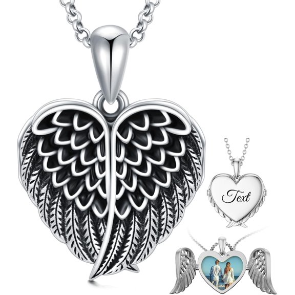 SOULMEET Personalized Silver Locket Necklace That Holds Pictures Photo Keep Someone Near to You, Memorial Custom Lockets Necklaces Letters Engraving for His Her