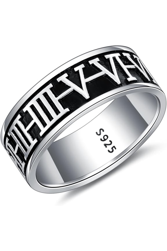 Roman Numeral Ring 925 Sterling Silver 8MM Classic Couple Ring Wedding Band for Men Women
