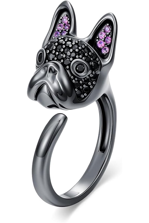 S925 Sterling Silver Dog Ring for Women - Multiple Canine Designs Including Golden Retriever German Shepherd & Poodle -Hypoallergenic Adjustable Ring Jewelry