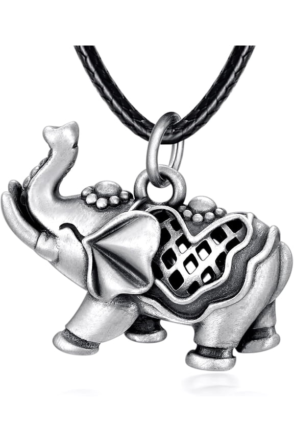 S925 Sterling Silver Elephant Necklace Indian Luck Elephant Charm Pendant Necklace for Women Men
