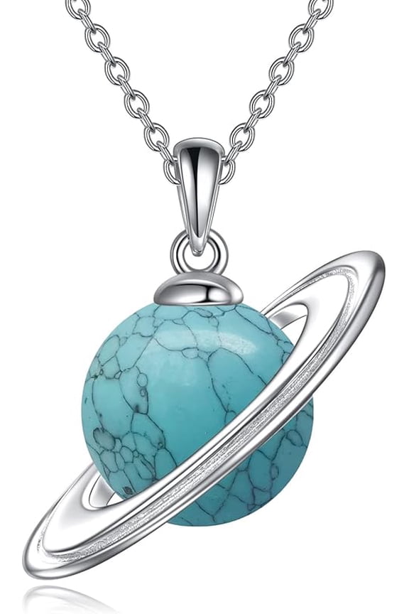 Saturn Necklace 925 Sterling Silver Cosmic Saturn Planet Pendant Necklace Gift for Women