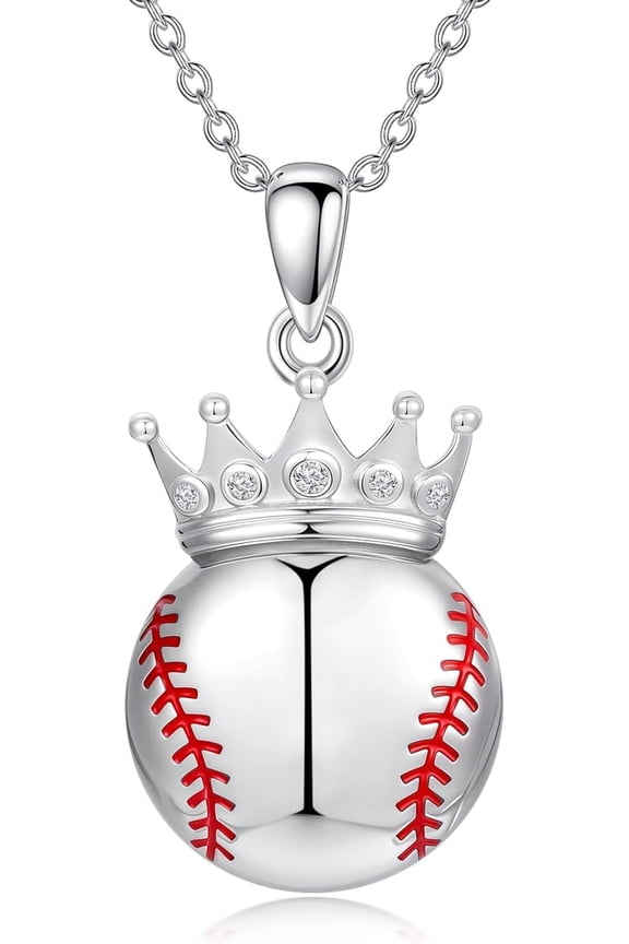 Softball Pendant Necklace Crown Baseball Necklace Jewelry Gift for Women