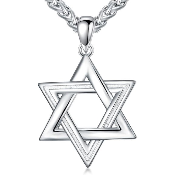 SOULMEET Star of David Necklace for Men 925 Sterling Silver Estrella De David Classic Jewish Israeli Pendant Necklace Jewelry Gifts for Men Women