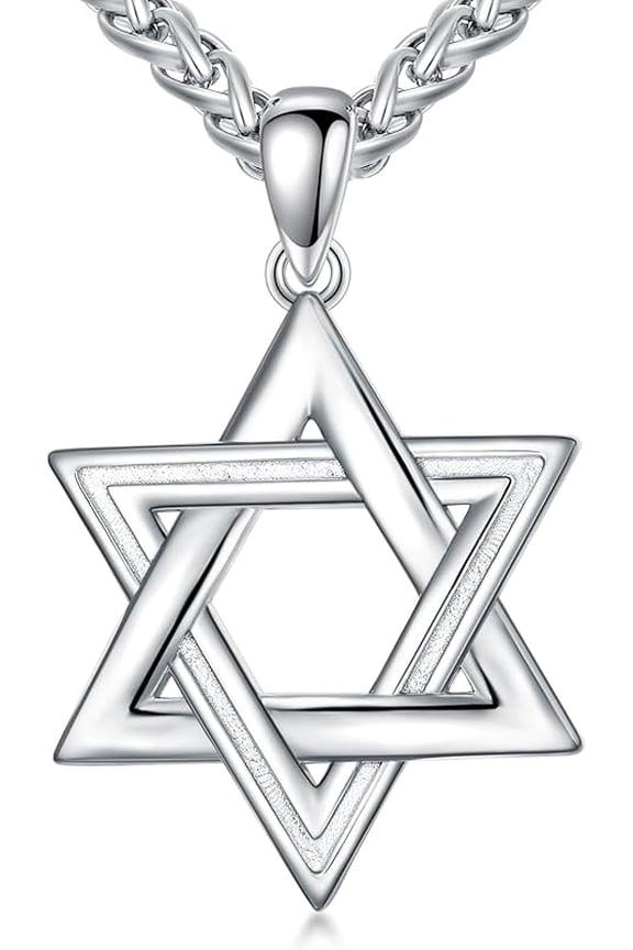 Star of David Necklace for Men 925 Sterling Silver Estrella De David Classic Jewish Israeli Pendant Necklace Jewelry Gifts for Men Women