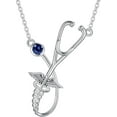 thumbnail image 1 of SOULMEET Stethoscope Necklace 925 Sterling Silver Stethoscope Pendant Necklaces with Birthstone Graduation Nurse Gift for Women, 1 of 10