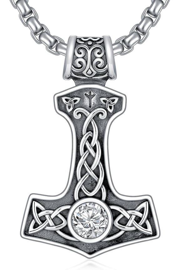 Thor Hammer Necklace Men's Viking Mjolnir Hammer Pendant Necklace Gift for Men