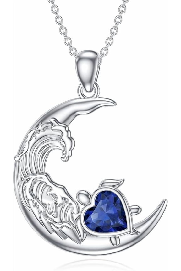Turtle Birthstone Necklace Ocean Turtle Pendant Necklace Jewelry Gift for Her Women