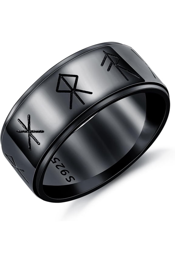 Viking Rings for Men 925 Sterling Silver Norse Viking Runes Ring Norse Nordic Jewelry Gift for Men