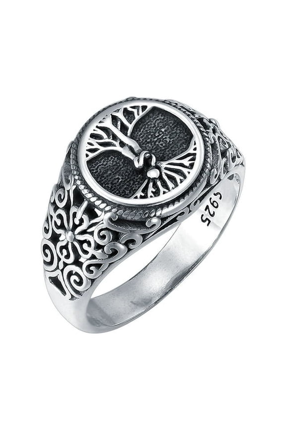 Christmas Gifts Viking Tree of Life Rings for Men 925 Sterling Silver Tree of Life Family Ring Amulet Ring Jewelry Gift for Men Friend，Size 7