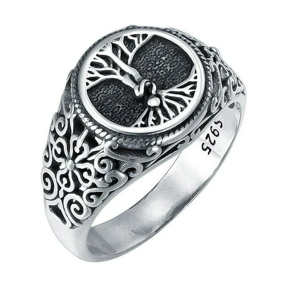 SOULMEET Christmas Gifts Viking Tree of Life Rings for Men 925 Sterling Silver Tree of Life Family Ring Amulet Ring Jewelry Gift for Men Friend,Size 7