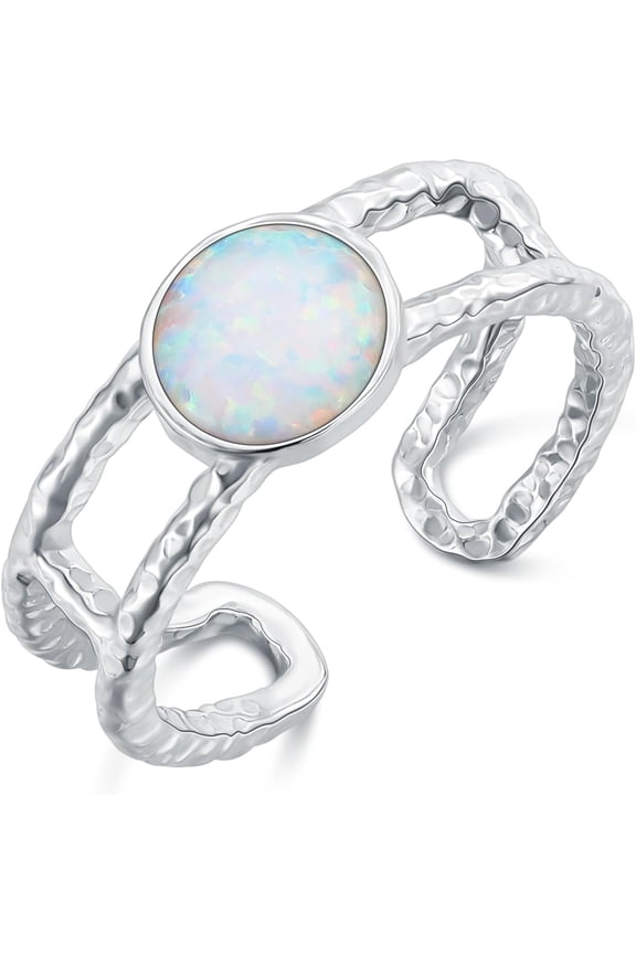 Women's Sterling Silver Blue Butterfly Opal Ring, Butterfly Open Ring, Butterfly Ring, Adjustable Ring, Opal Ring, Jewelry Gift for Her, Adjustable Size 6-9-1