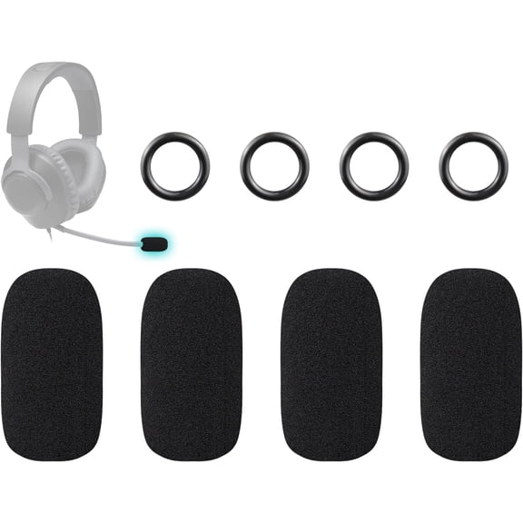 SOULWIT 4Pcs Microphone Cover for JBL Quantum 100/360/910 Series, Quantum One/350/200/300/400/600/610/800/810 Headsets, Protective Mic Foam Cover Pop Filter Windscreen - Black