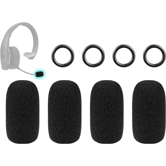 SOULWIT 4Pcs Protective Microphone Foam Cover Pop Filter for BlueParrott B250XT/B350XT/B450XT/B550XT/B650XT/C400XT/S450XT/S650XT Headphones, Mic Cover WindScreen with High-Density Foam - Black
