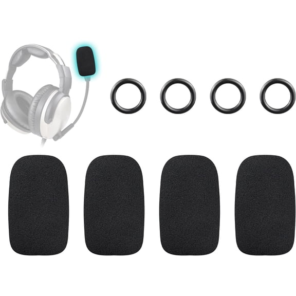 SOULWIT 4Pcs Protective Microphone Foam Cover Pop Filter for Lightspeed Zulu(1/2/3/PFX)/Sierra/Tango/Delta Zulu Aviation Headsets, Mic Cover WindScreen with High-Density Foam - Black