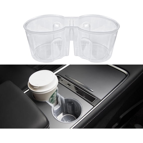 SOULWIT Cup Holder Insert for Tesla Model Y (2021-2024) & Model 3 (2021-2023), Waterproof TPU Center Console Mat Cover Case - Pure Clear