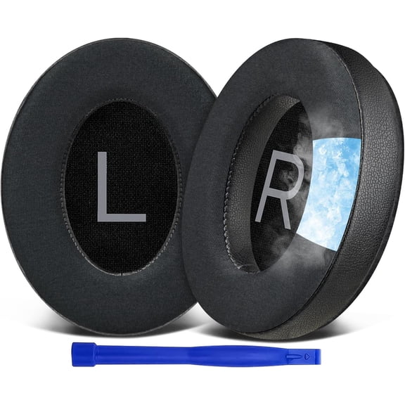 SOULWIT Cooling Gel Ear Pads Cushions Replacement for Bose QuietComfort 45 (QC45)/QuietComfort SE (QC SE)/Quiet Comfort Wireless Over-Ear Headphones, Earpads with Ice Silk Fabric - Black