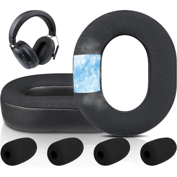 SOULWIT Cooling Gel Earpads Replacement for Razer BlackShark V3/BlackShark V3 X HyperSpeed Wireless Gaming Headsets, Ear Pads Cushions with Ice Silk Fabric, High-Density Memory Foam - Black