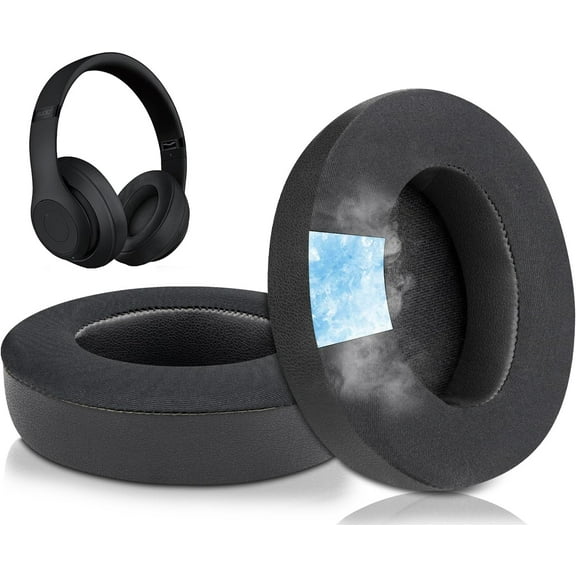 SOULWIT Cooling Gel Replacement Ear Pads Cushions for Beats Studio 2 & Studio 3 Wired & Wireless Headphones, Earpads with High-Density Noise Isolation Foam, Added Thickness - Black