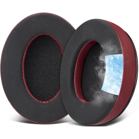 SOULWIT Cooling Gel Earpads for HyperX Cloud 2/3/1/Alpha/Flight/Stinger/Stinger2/Core/Pro, CloudX Stinger/Flight Series Headset - Burgundy