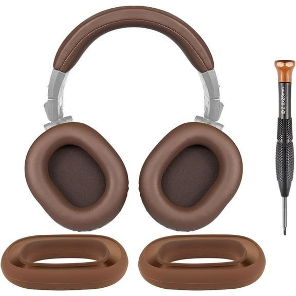SOULWIT Ear Pads Cushions + Headband + Silicone Earpads Cover Protector, Replacement Kit for ATH M50, M50X, M50XWH, M50XBT, M50XBT2, M50S/LE Headphones, Replacement Repair Part (Coffee)