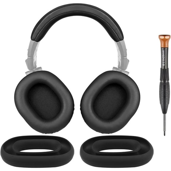 SOULWIT Ear Pads Cushions + Headband + Silicone Earpads Cover Protector, Replacement Kit for ATH M50, M50X, M50XWH, M50XBT, M50XBT2, M50S/LE Headphones, Replacement Repair Part (Black)