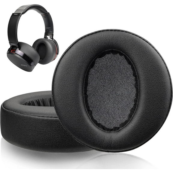 SOULWIT Earpads Cushions Replacement Compatible with Sony MDR-XB950 XB950BT XB950B1 XB950N1 XB950AP Over-Ear Headphones, Ear Pads with Softer Protein Leather, Noise Isolation Memory Foam - Black