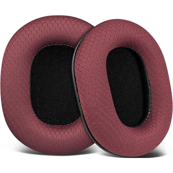 SOULWIT Earpads Replacement for Audio Technica ATH M50X M50XBT M50RD M40X M30X M20X MSR7 SX1 Monitor Headphones, Ear Pads Cushions with Durable Mesh Fabric, High-Density Foam - Burgundy