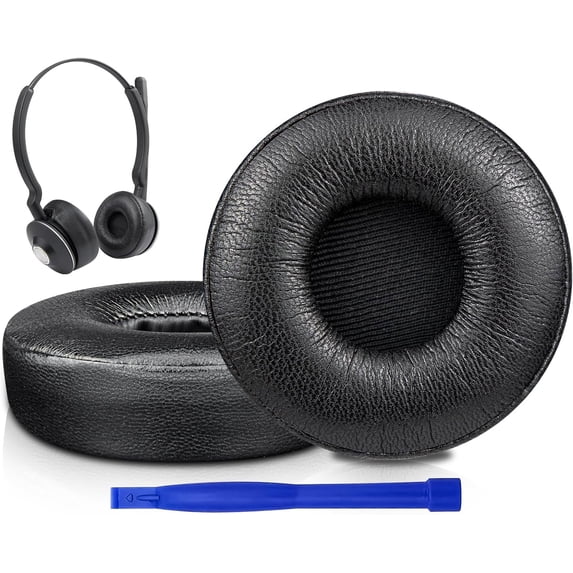 SOULWIT Earpads Replacement for Jabra Engage 55/65/75 (Stereo Version) Headset (Do Not Fit Engage 50, Engage 55/65/75 Mono Version), Ear Pads Cushions with Softer Protein Leather - Stereo Black